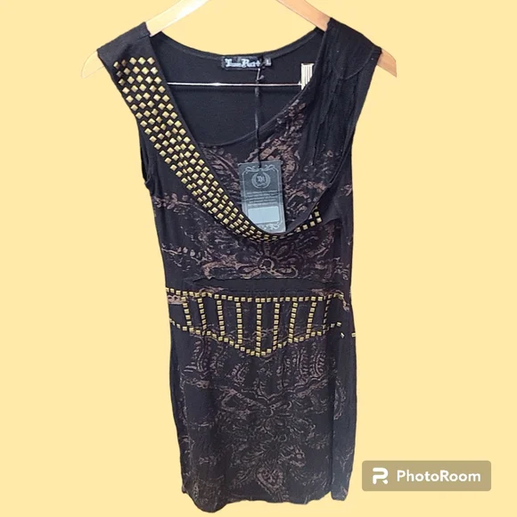 treasure rock | Dresses | Nwt Treasure Rock Black Gold Studded Dress Size L  | Poshmark